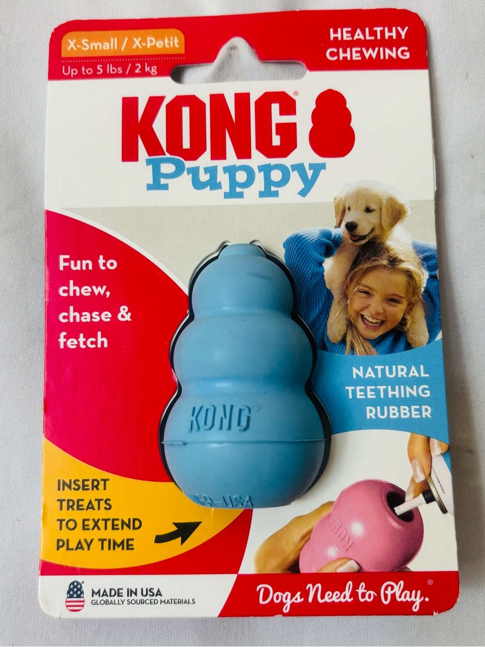 KONG Puppy XS Teething Chew Toy Blue New Sealed Up to 5 lb